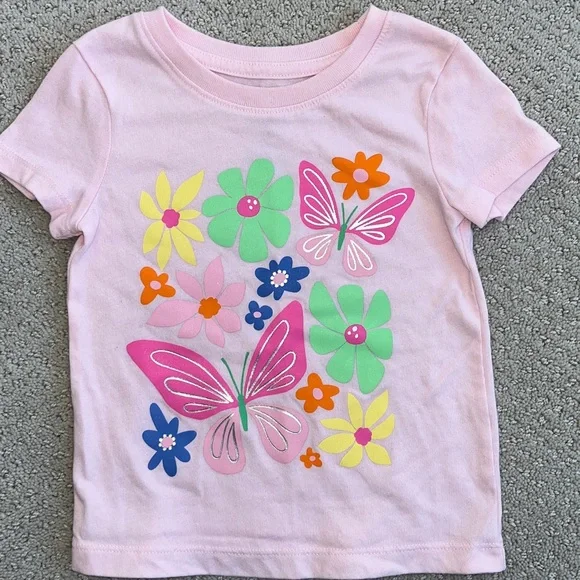 Butterfly T-Shirt Set - Purple, Pink, Girls size 2t summer short sleeve - Picture 4 of 4